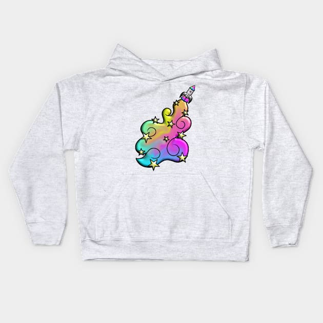 Rocket Rainbows 3D Kids Hoodie by BoonieDunes